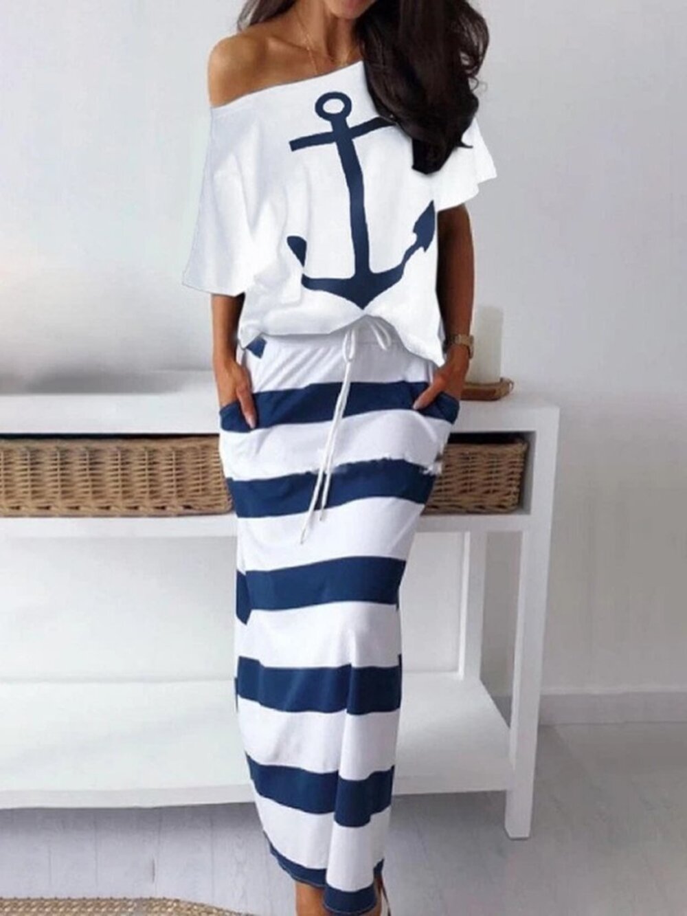 Sailor Casual Sexy Boho Slim Long Maxi Dress Summer Sundress Party - Picture 4 of 4